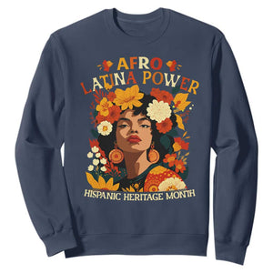 Afro Latina Power Sweatshirt Hispanic Heritage Month Flowers - African Pride