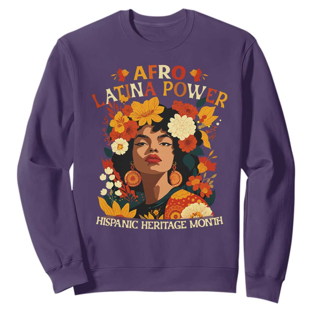 Afro Latina Power Sweatshirt Hispanic Heritage Month Flowers - African Pride