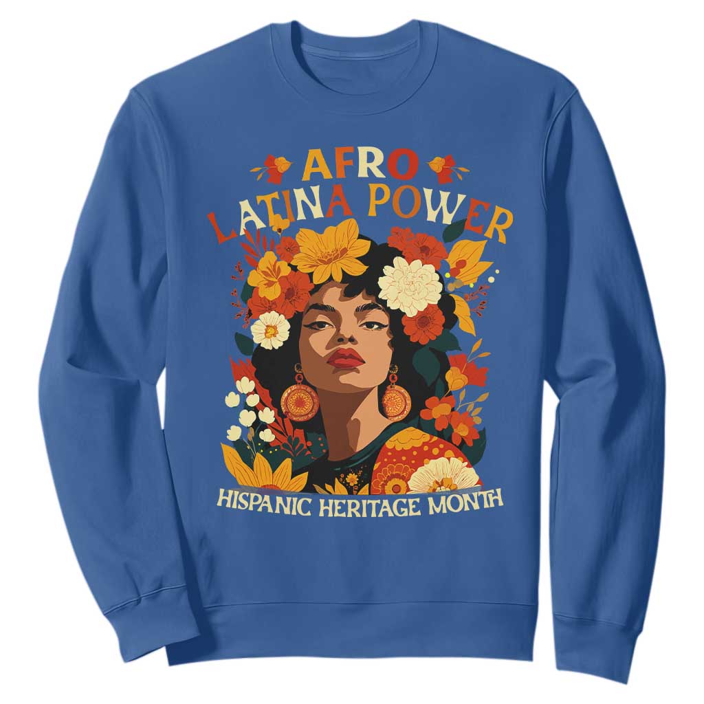 Afro Latina Power Sweatshirt Hispanic Heritage Month Flowers - African Pride