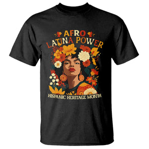 Afro Latina Power T Shirt Hispanic Heritage Month Flowers - African Pride