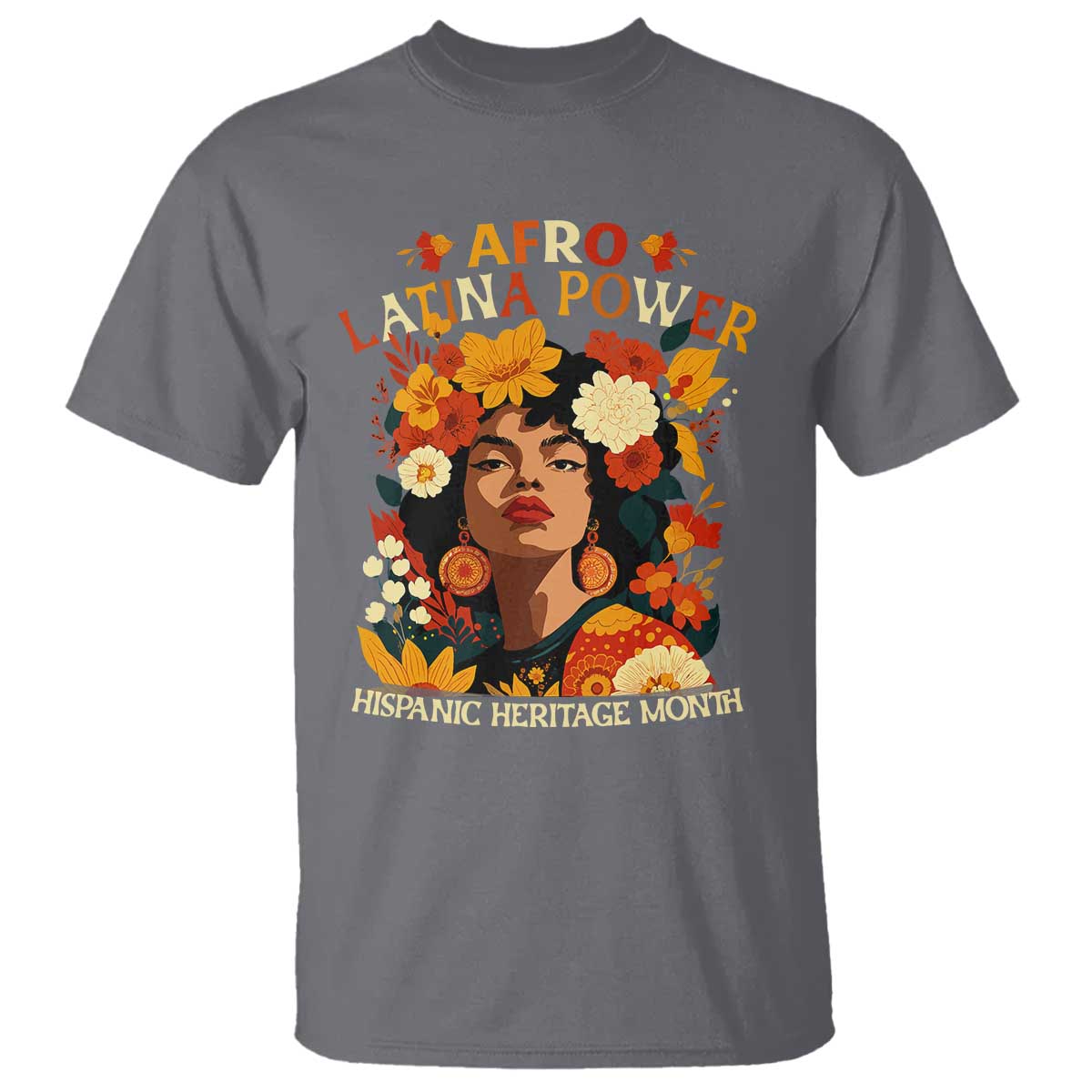 Afro Latina Power T Shirt Hispanic Heritage Month Flowers - African Pride