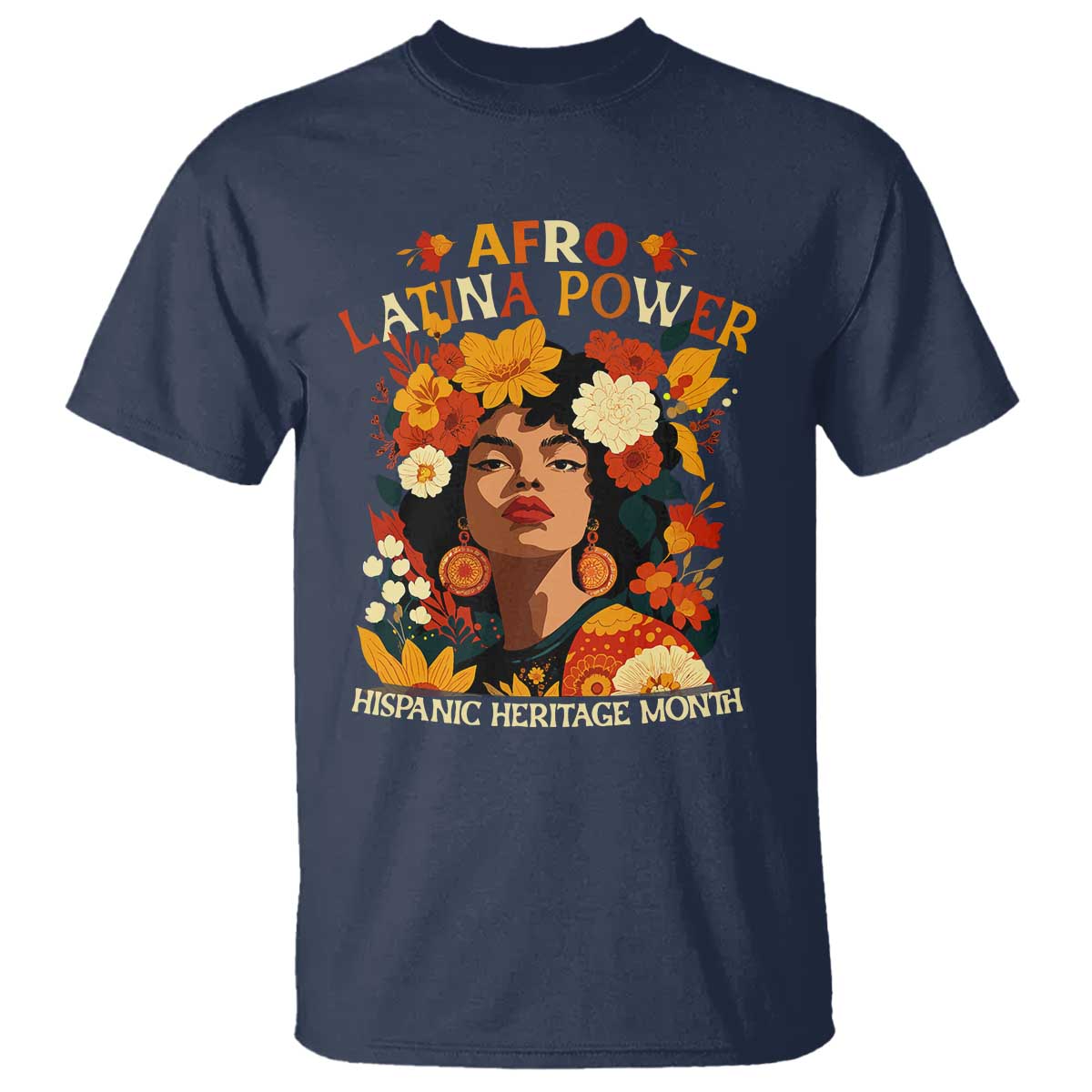 Afro Latina Power T Shirt Hispanic Heritage Month Flowers - African Pride