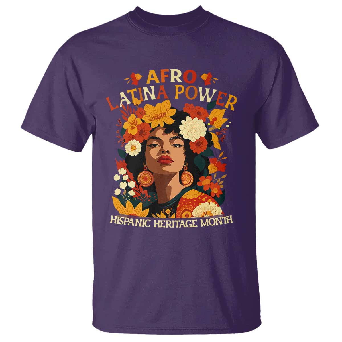 Afro Latina Power T Shirt Hispanic Heritage Month Flowers - African Pride