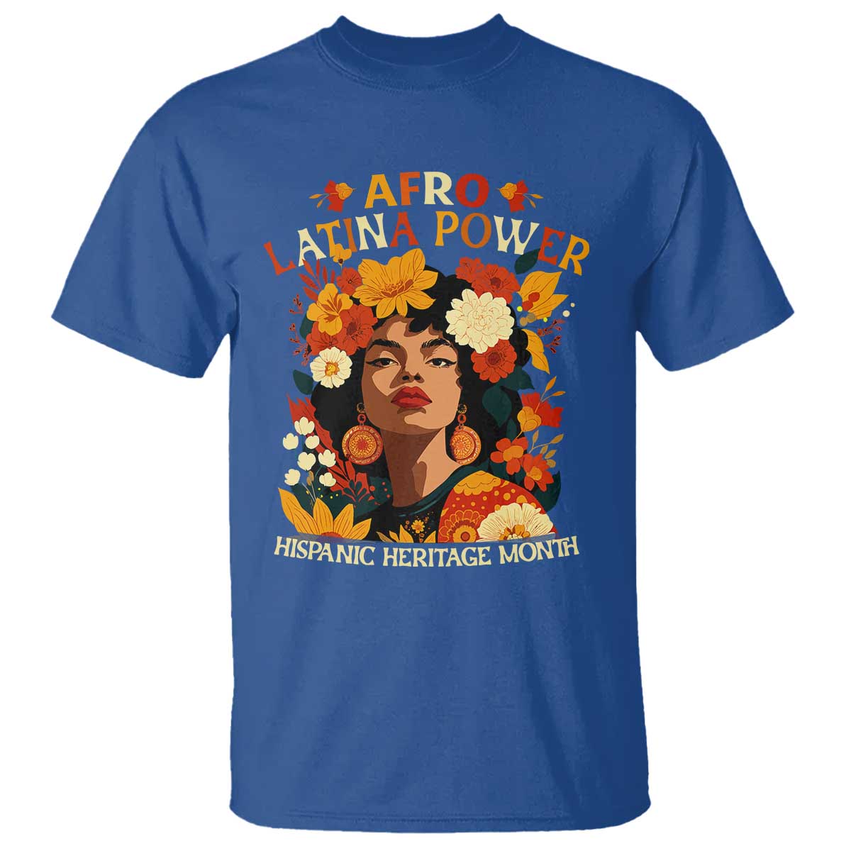 Afro Latina Power T Shirt Hispanic Heritage Month Flowers - African Pride