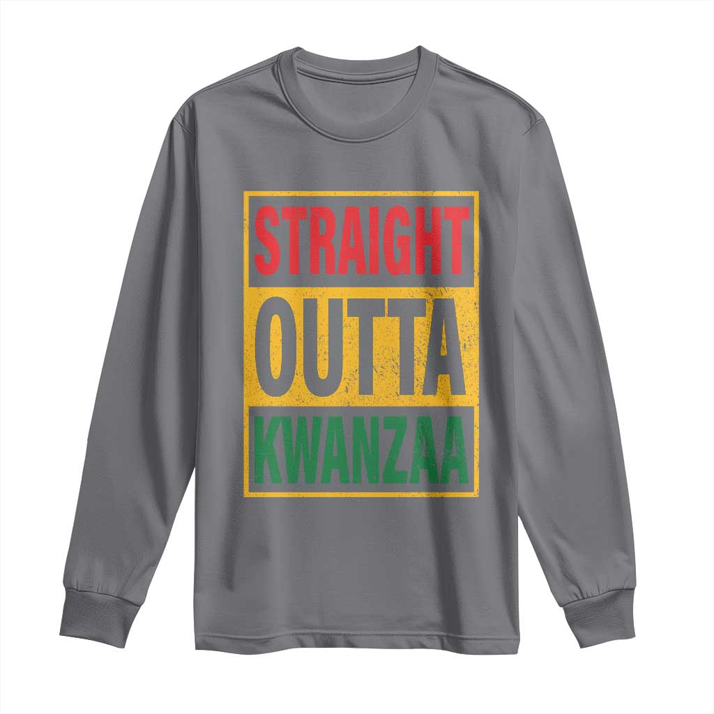 Funny Straight Outta Kwanzaa African American Heritage Christmas Holiday Long Sleeve Shirt