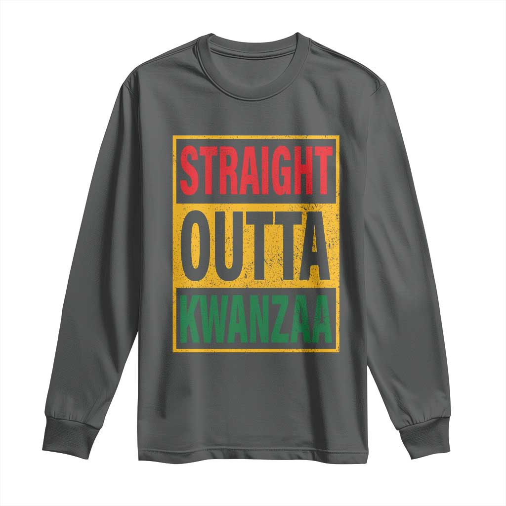 Funny Straight Outta Kwanzaa African American Heritage Christmas Holiday Long Sleeve Shirt