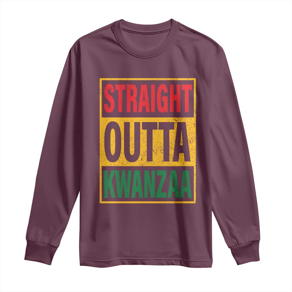 Funny Straight Outta Kwanzaa African American Heritage Christmas Holiday Long Sleeve Shirt