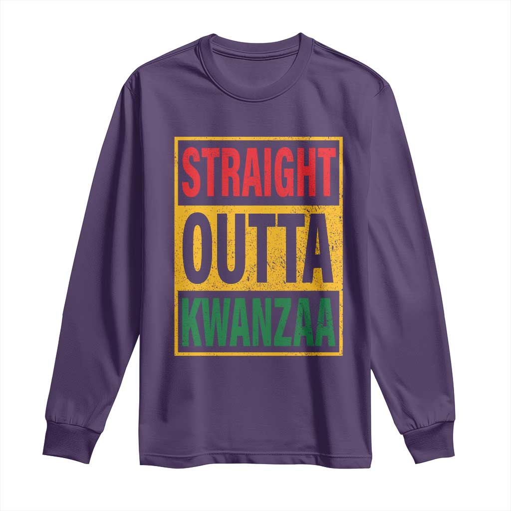Funny Straight Outta Kwanzaa African American Heritage Christmas Holiday Long Sleeve Shirt
