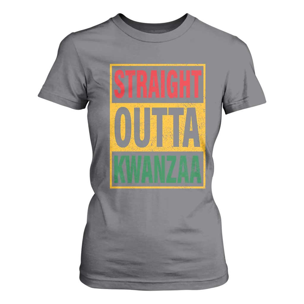 Funny Straight Outta Kwanzaa African American Heritage Christmas Holiday T Shirt For Women