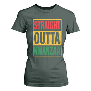 Funny Straight Outta Kwanzaa African American Heritage Christmas Holiday T Shirt For Women