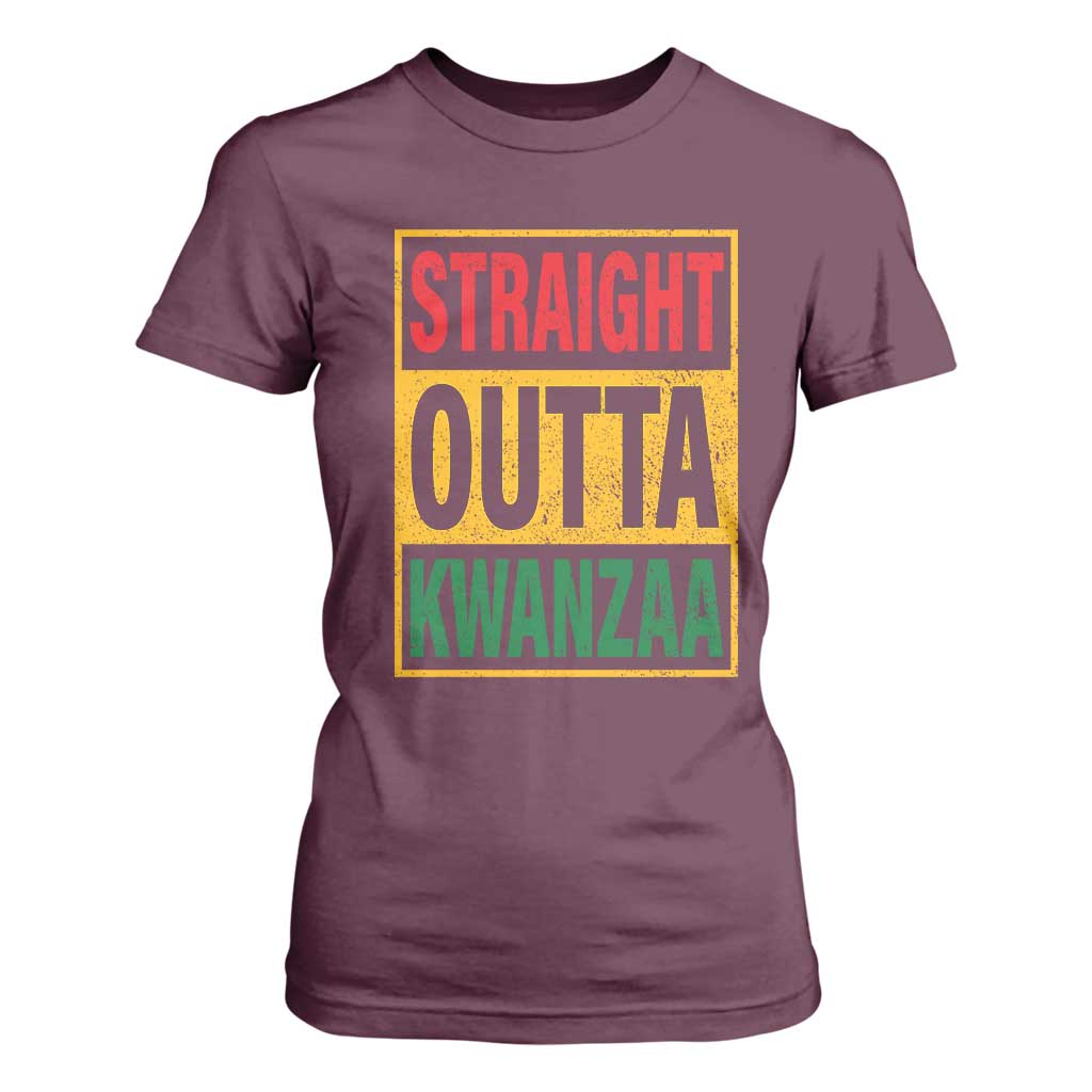 Funny Straight Outta Kwanzaa African American Heritage Christmas Holiday T Shirt For Women