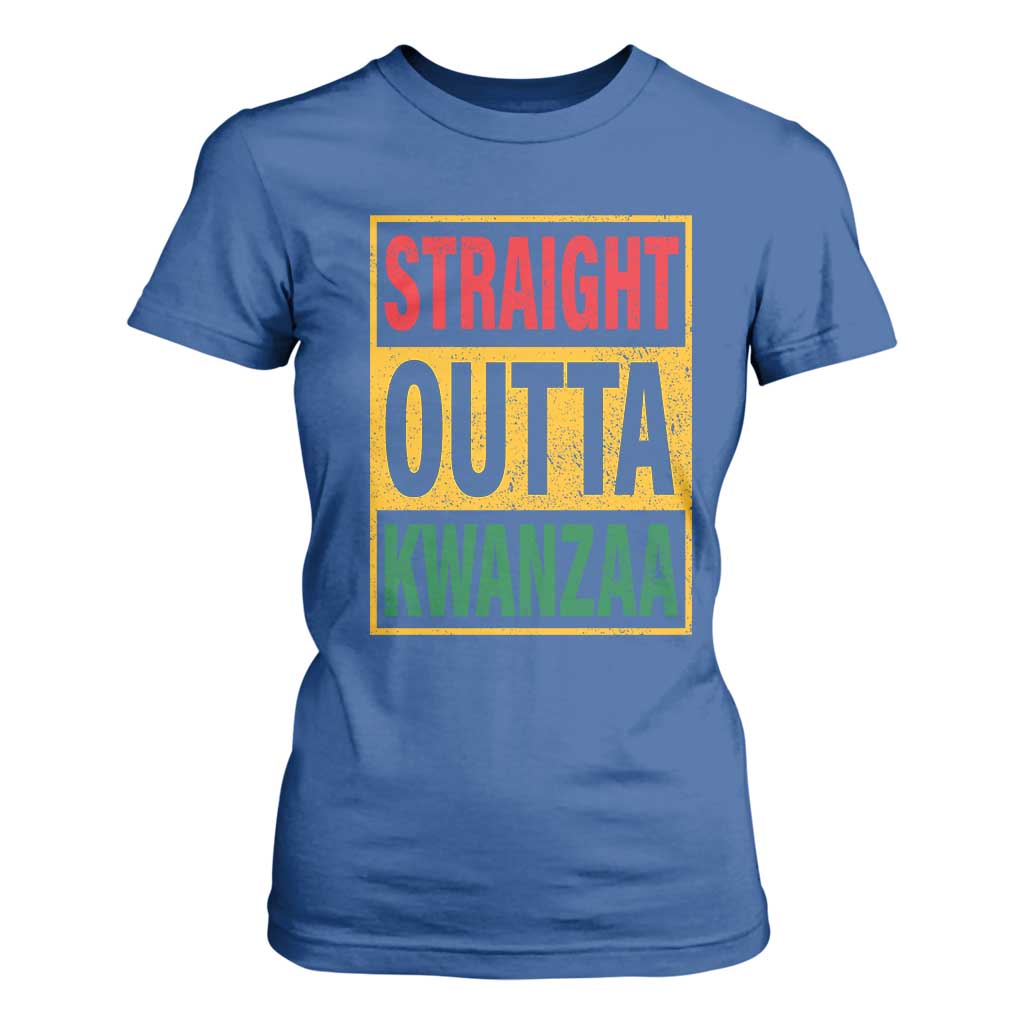 Funny Straight Outta Kwanzaa African American Heritage Christmas Holiday T Shirt For Women