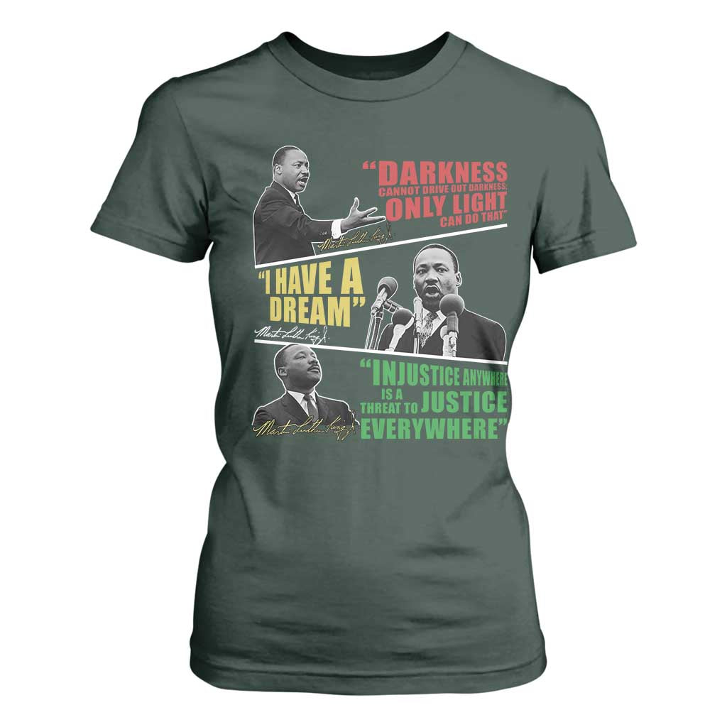 Martin Luther King Jr MLK Quotes Black History Leaders T Shirt For Women