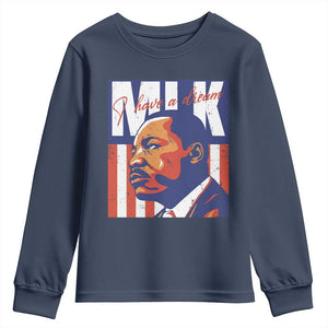 MLK Day I Have A Dream Youth Sweatshirt Martin Luther King Vintage American Flag Black History Month