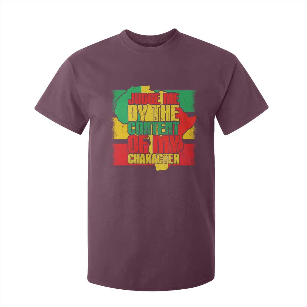 MLK Day Judge Me By The Content Of My Character T Shirt For Kid Martin Luther King Africa Map Black History Month