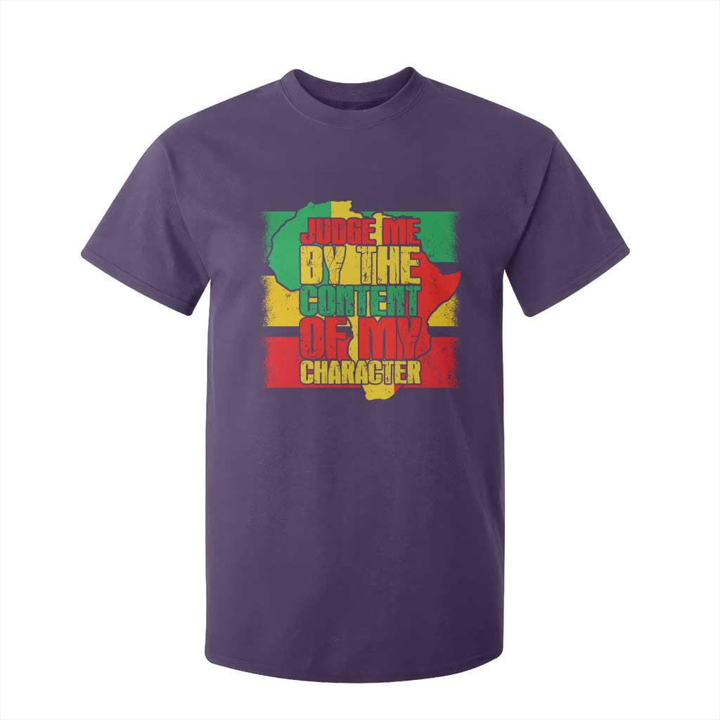 MLK Day Judge Me By The Content Of My Character T Shirt For Kid Martin Luther King Africa Map Black History Month