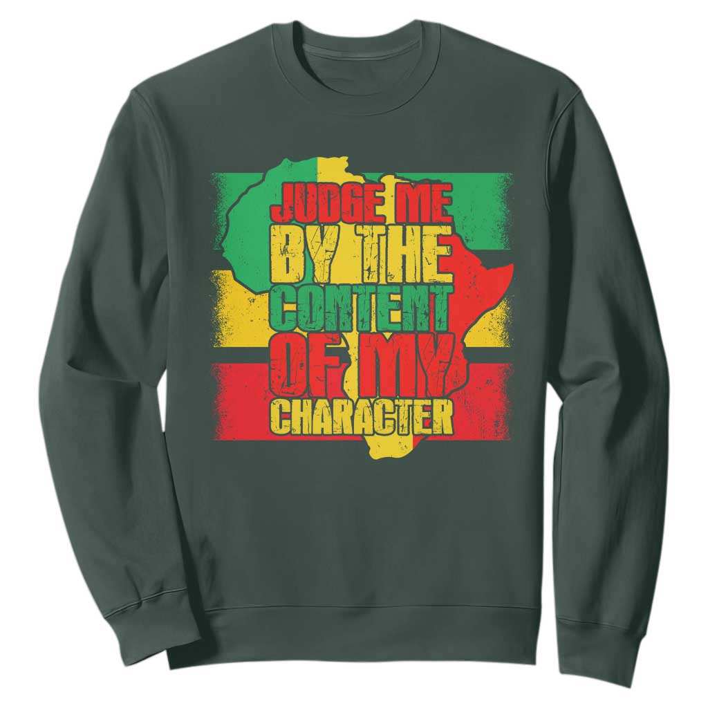 MLK Day Judge Me By The Content Of My Character Sweatshirt Martin Luther King Africa Map Black History Month