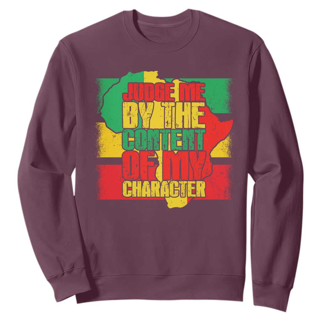 MLK Day Judge Me By The Content Of My Character Sweatshirt Martin Luther King Africa Map Black History Month