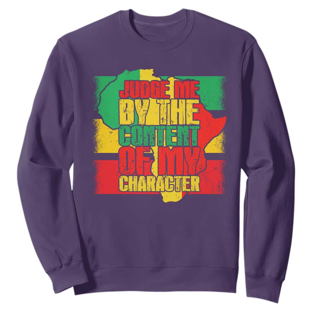 MLK Day Judge Me By The Content Of My Character Sweatshirt Martin Luther King Africa Map Black History Month