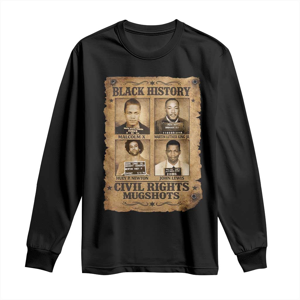 Black History Civil Rights Mugshots Long Sleeve Shirt Malcolm X MLK John Lewis Huey P Newton