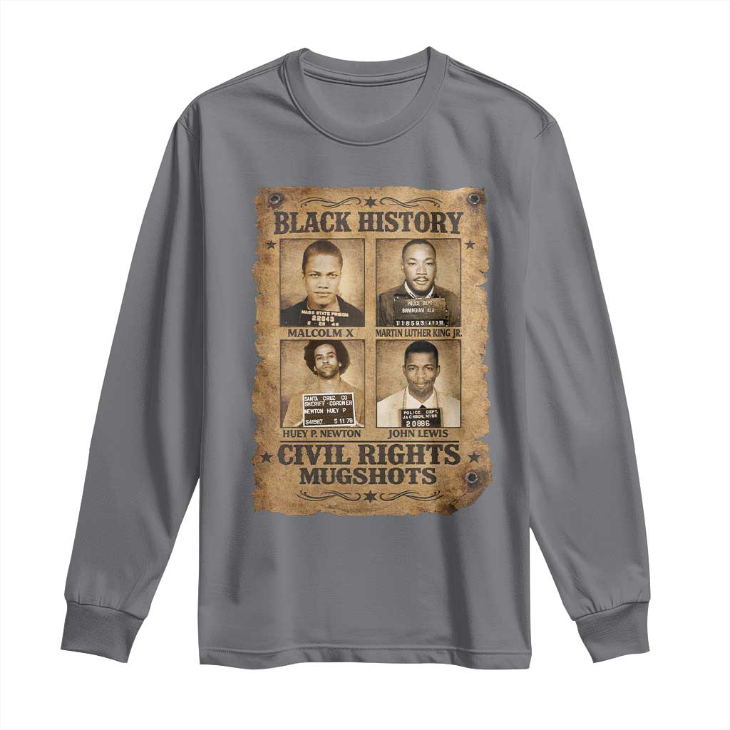Black History Civil Rights Mugshots Long Sleeve Shirt Malcolm X MLK John Lewis Huey P Newton
