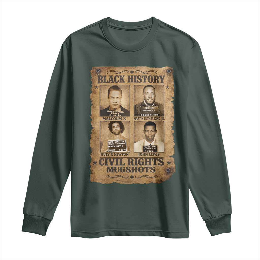 Black History Civil Rights Mugshots Long Sleeve Shirt Malcolm X MLK John Lewis Huey P Newton