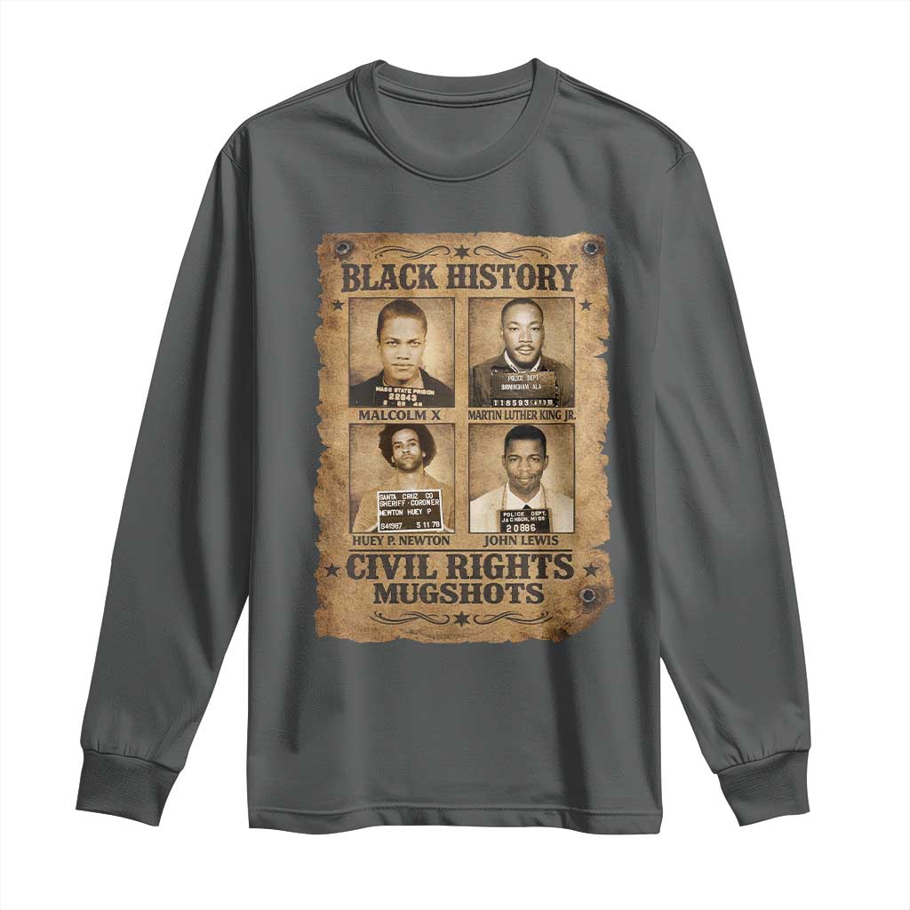 Black History Civil Rights Mugshots Long Sleeve Shirt Malcolm X MLK John Lewis Huey P Newton