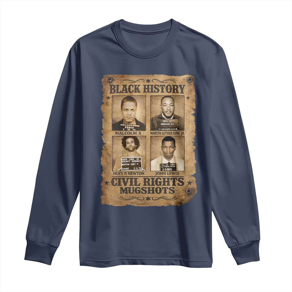 Black History Civil Rights Mugshots Long Sleeve Shirt Malcolm X MLK John Lewis Huey P Newton