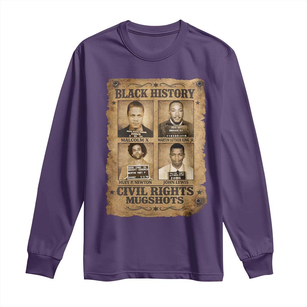 Black History Civil Rights Mugshots Long Sleeve Shirt Malcolm X MLK John Lewis Huey P Newton