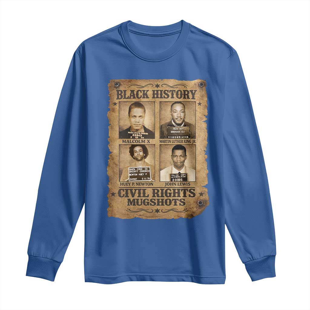 Black History Civil Rights Mugshots Long Sleeve Shirt Malcolm X MLK John Lewis Huey P Newton