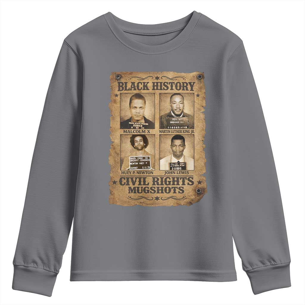 Black History Civil Rights Mugshots Youth Sweatshirt Malcolm X MLK John Lewis Huey P Newton