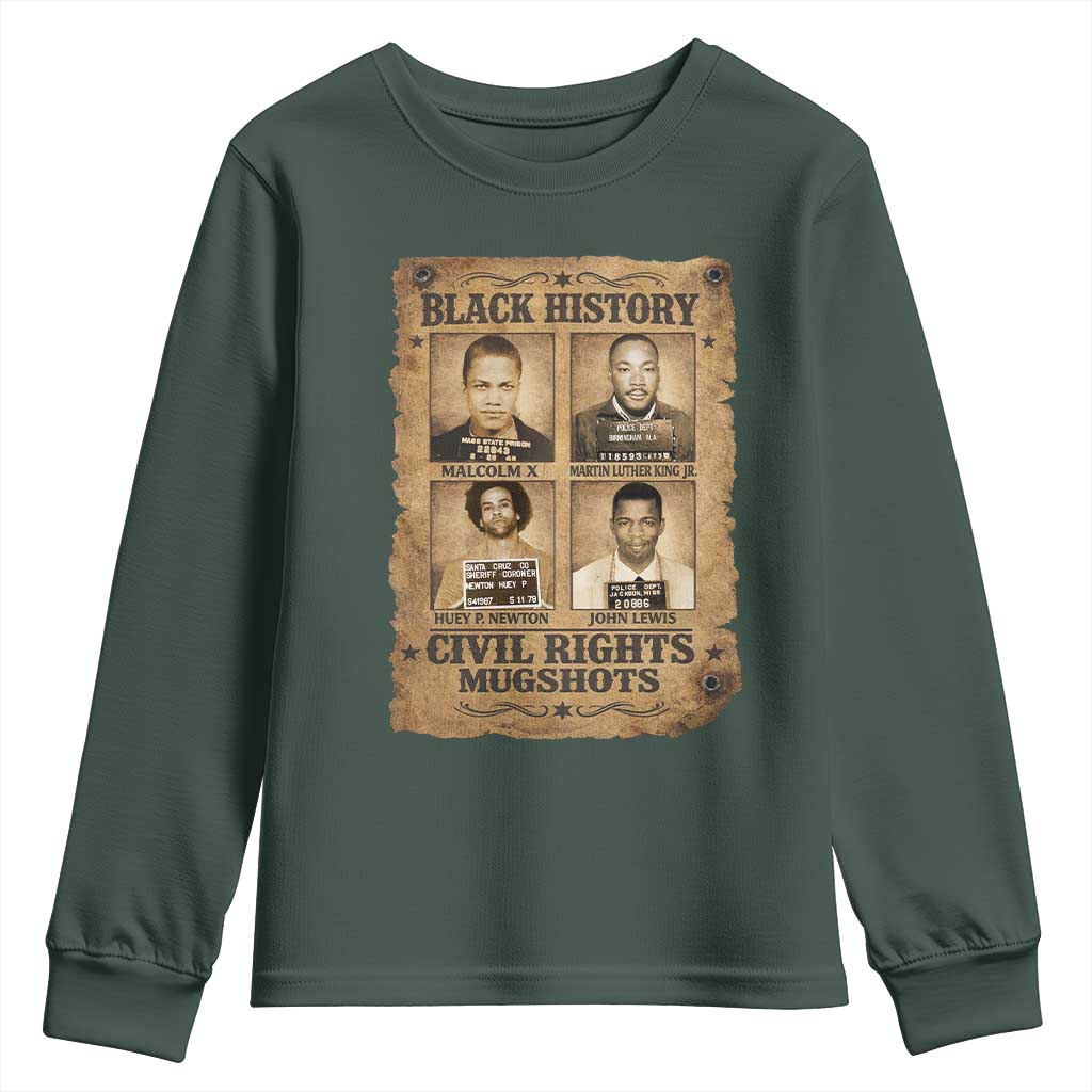 Black History Civil Rights Mugshots Youth Sweatshirt Malcolm X MLK John Lewis Huey P Newton