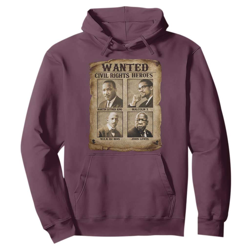Black Leaders Hoodie Wanted Civil Rights Heroes MLK Malcolm X Web John Lewis