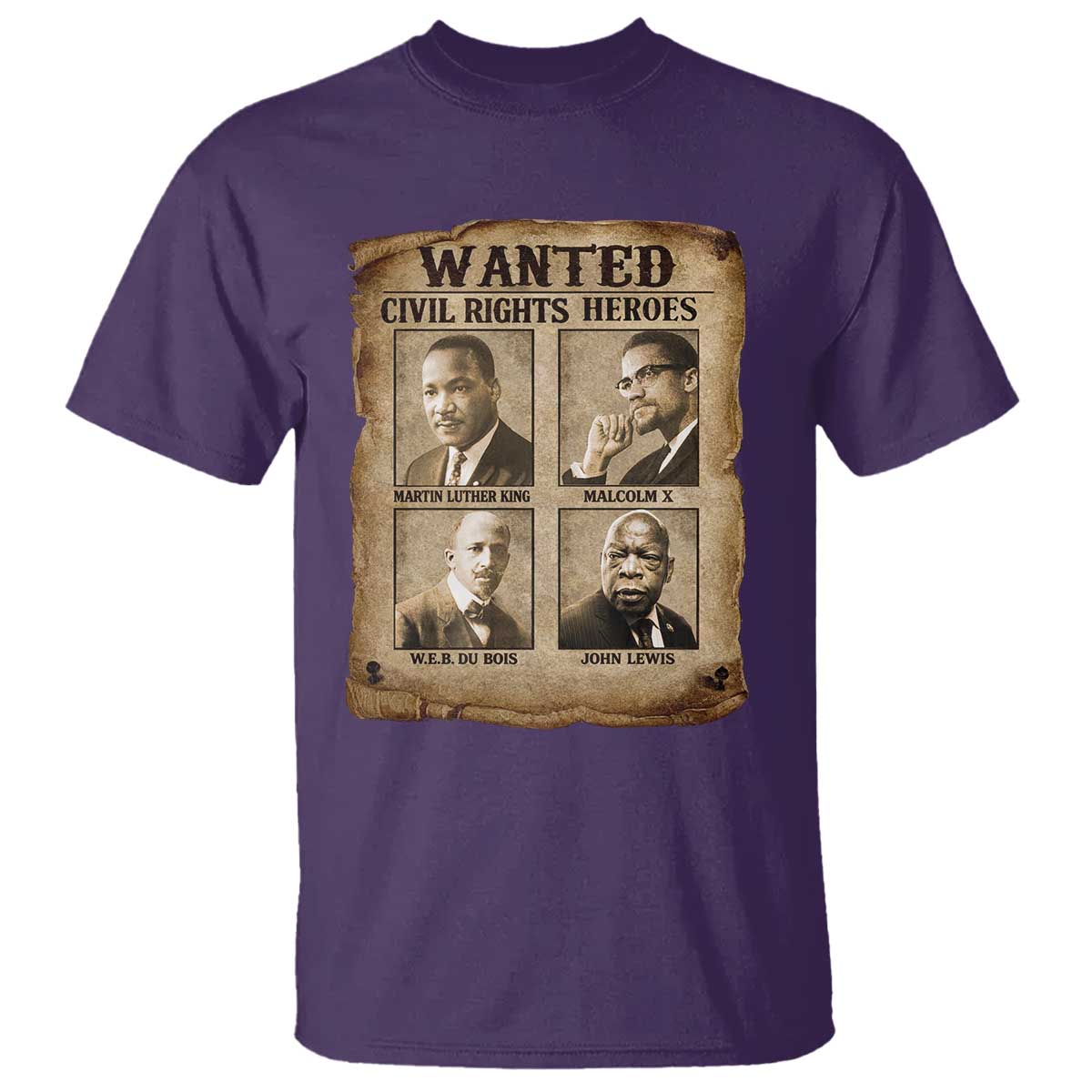 Black Leaders T Shirt Wanted Civil Rights Heroes MLK Malcolm X Web John Lewis