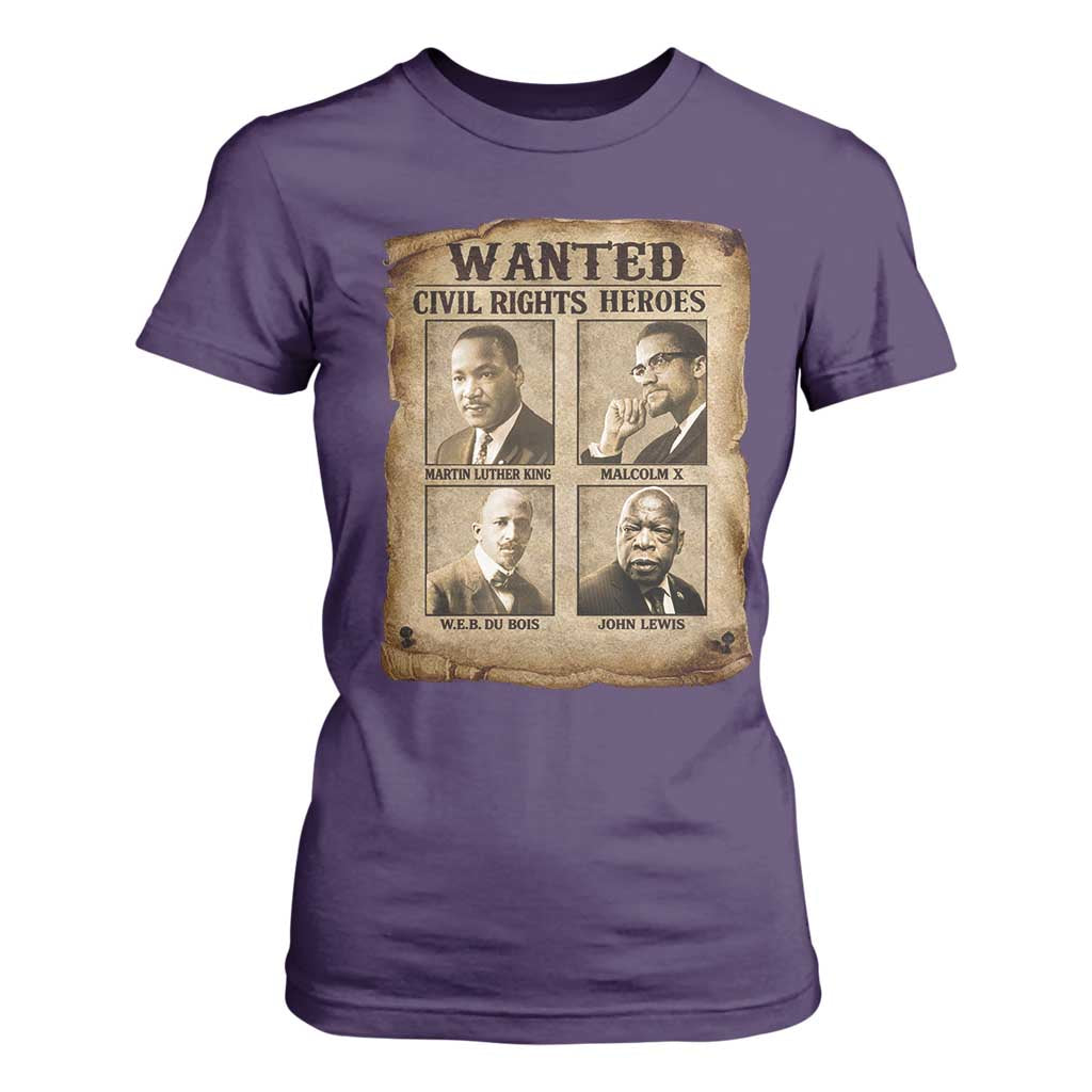 Black Leaders T Shirt For Women Wanted Civil Rights Heroes MLK Malcolm X Web John Lewis