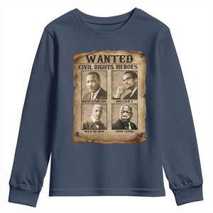 Black Leaders Youth Sweatshirt Wanted Civil Rights Heroes MLK Malcolm X Web John Lewis