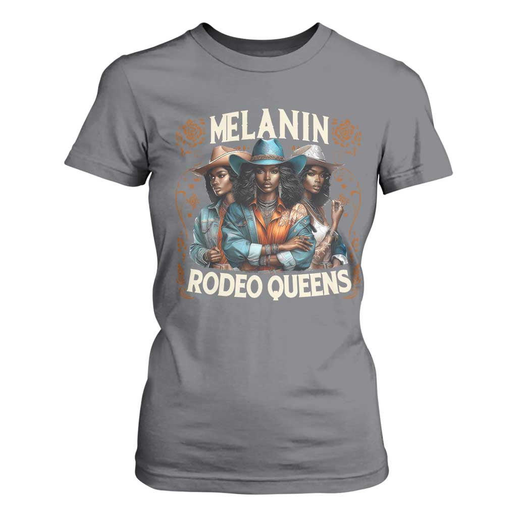 Melanin Rodeo Queen T Shirt For Women African American Melanin Black Cowgirl Swag