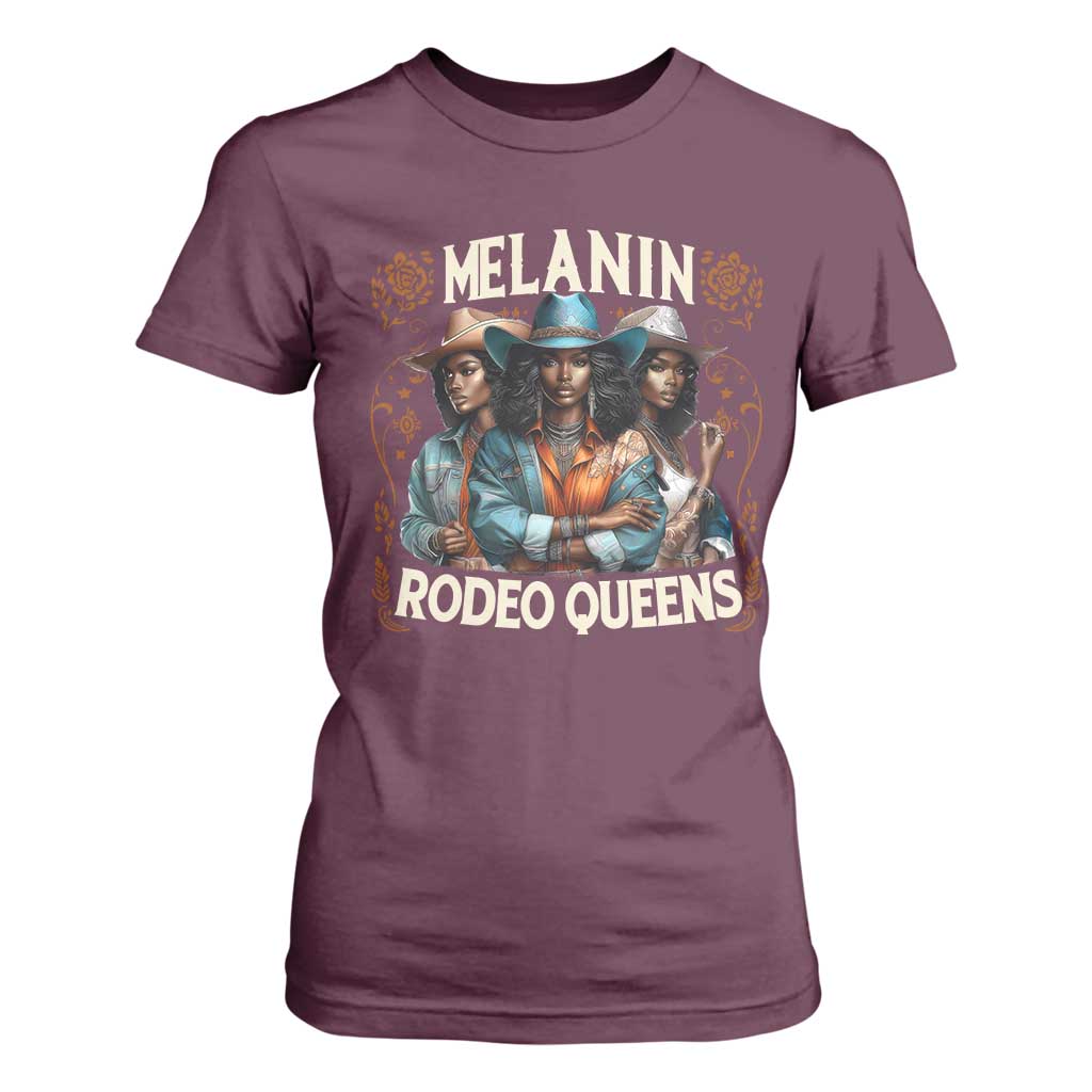 Melanin Rodeo Queen T Shirt For Women African American Melanin Black Cowgirl Swag
