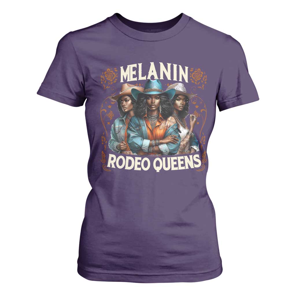 Melanin Rodeo Queen T Shirt For Women African American Melanin Black Cowgirl Swag