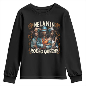 Melanin Rodeo Queen Youth Sweatshirt African American Melanin Black Cowgirl Swag