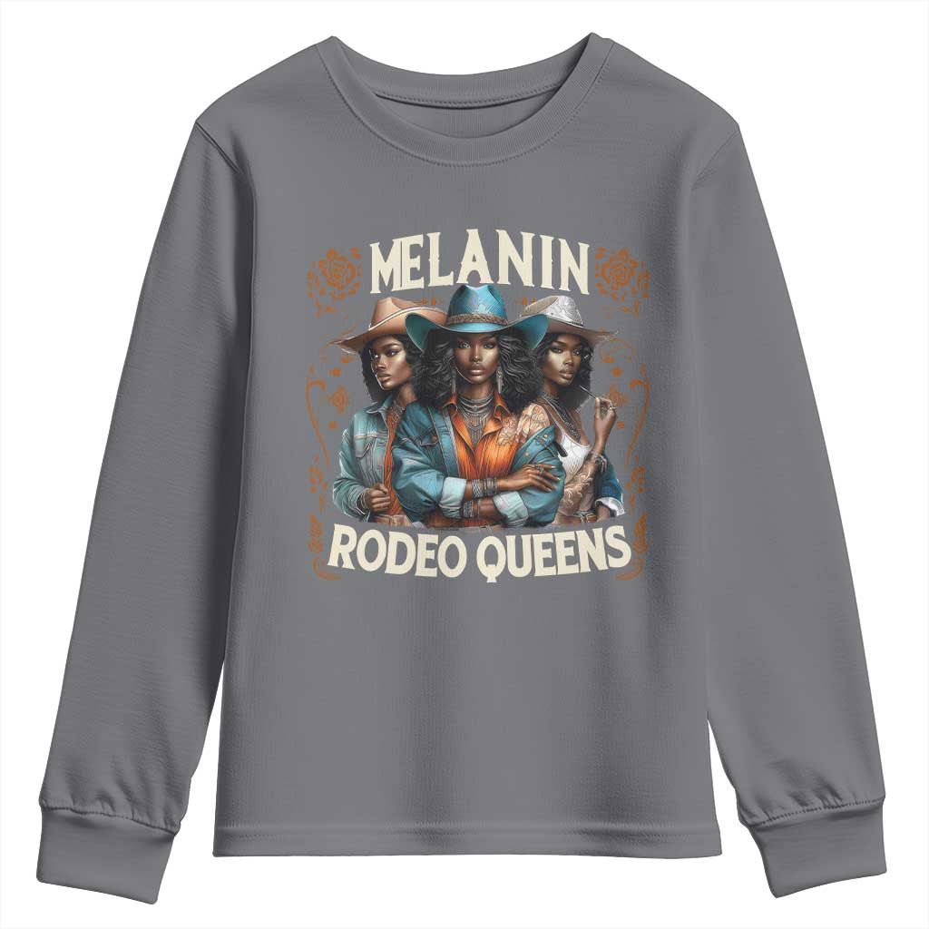 Melanin Rodeo Queen Youth Sweatshirt African American Melanin Black Cowgirl Swag