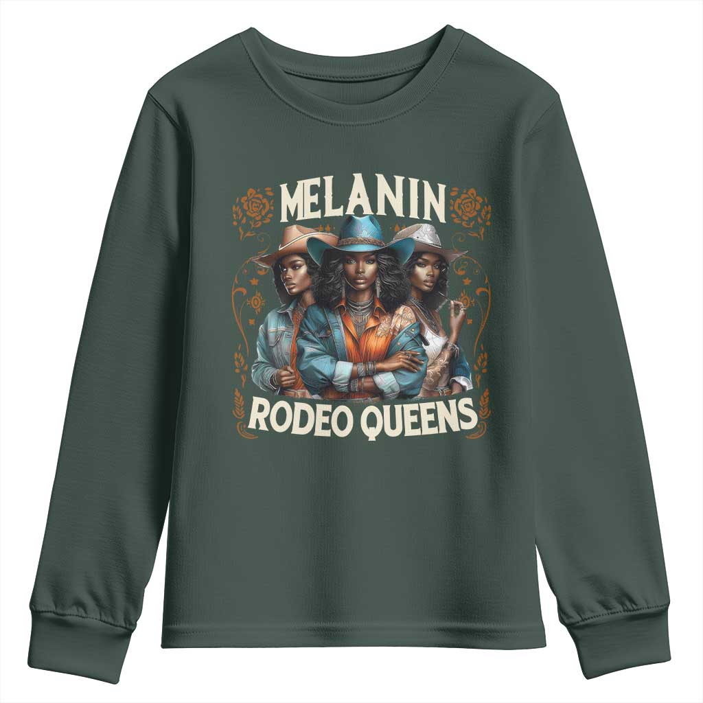 Melanin Rodeo Queen Youth Sweatshirt African American Melanin Black Cowgirl Swag