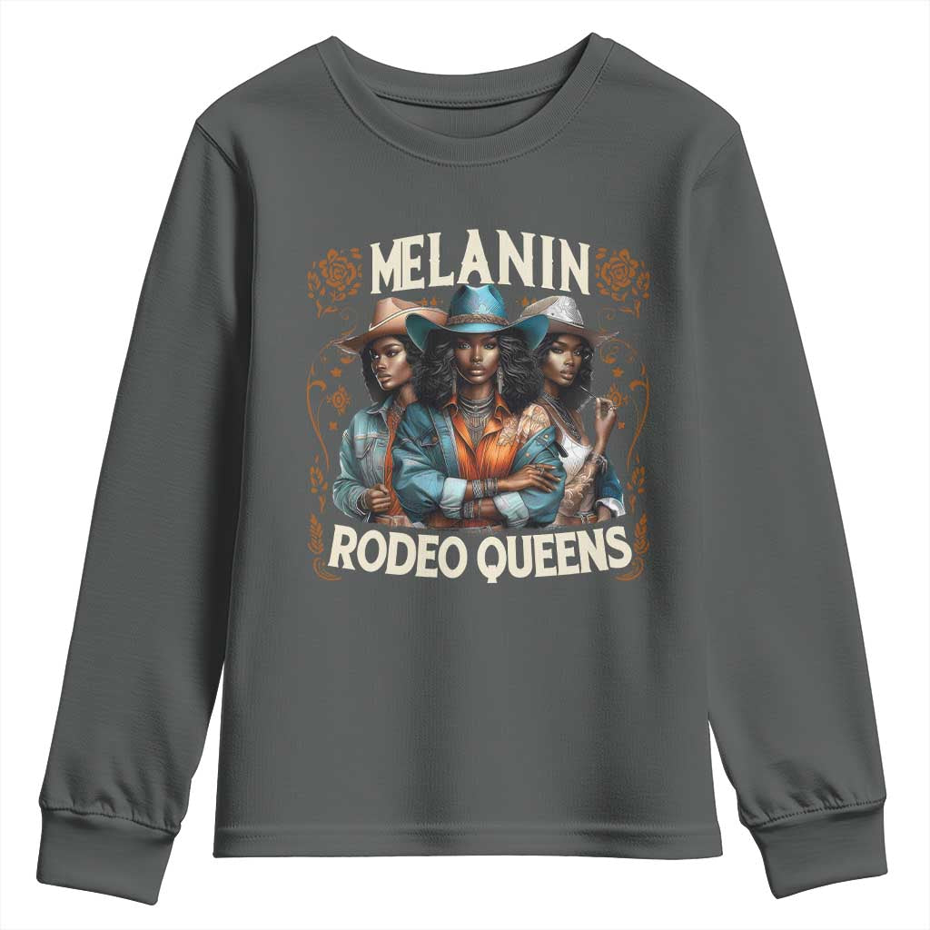 Melanin Rodeo Queen Youth Sweatshirt African American Melanin Black Cowgirl Swag
