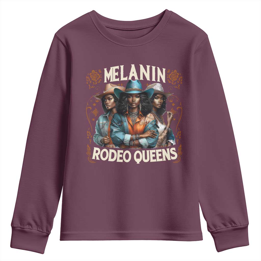 Melanin Rodeo Queen Youth Sweatshirt African American Melanin Black Cowgirl Swag