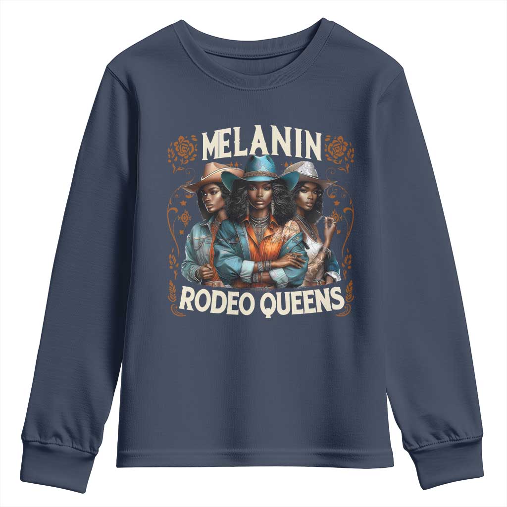 Melanin Rodeo Queen Youth Sweatshirt African American Melanin Black Cowgirl Swag
