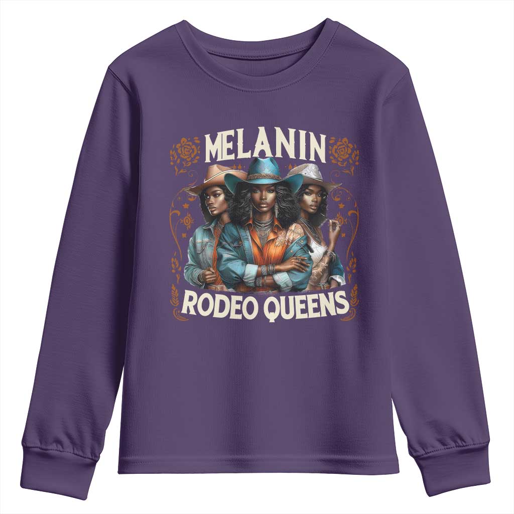 Melanin Rodeo Queen Youth Sweatshirt African American Melanin Black Cowgirl Swag