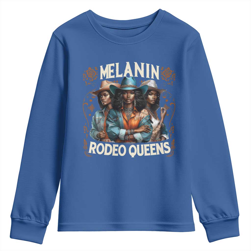 Melanin Rodeo Queen Youth Sweatshirt African American Melanin Black Cowgirl Swag