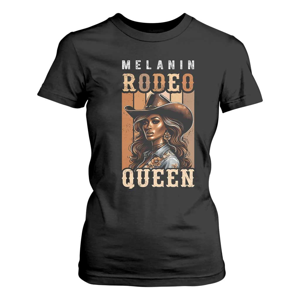 Melanin Rodeo Queen T Shirt For Women African American Melanin Black Western Cowgirl