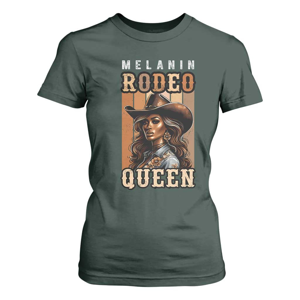 Melanin Rodeo Queen T Shirt For Women African American Melanin Black Western Cowgirl