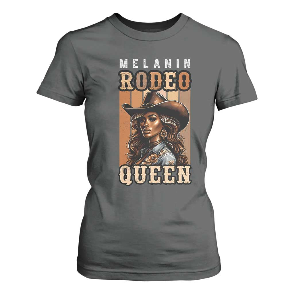 Melanin Rodeo Queen T Shirt For Women African American Melanin Black Western Cowgirl